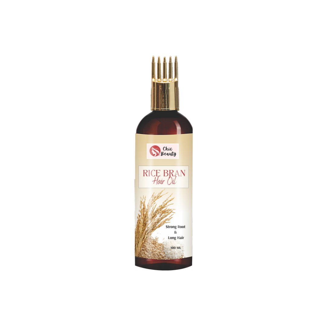 Chic Beauty Rice Bran Hair oil with comb applicator 100ML for Men and Women | Promotes Hair Growth & Reduces Hair Fall - Chic Beauty