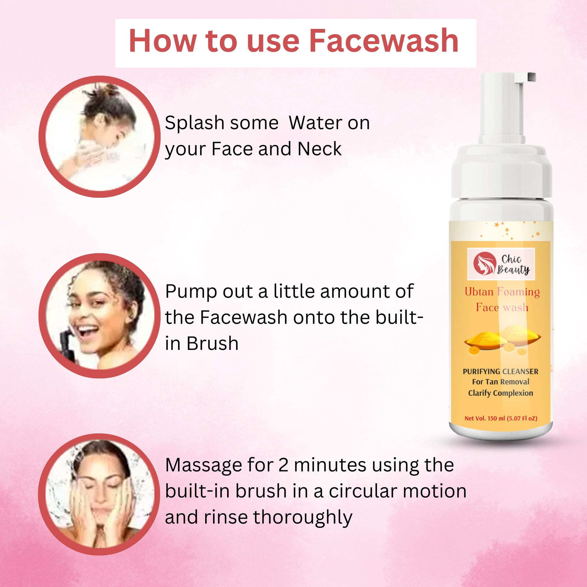 Chic Beauty Ubtan Foaming Face Wash 150ml Deep cleansing, Soothing & Calming Skin - Chic Beauty