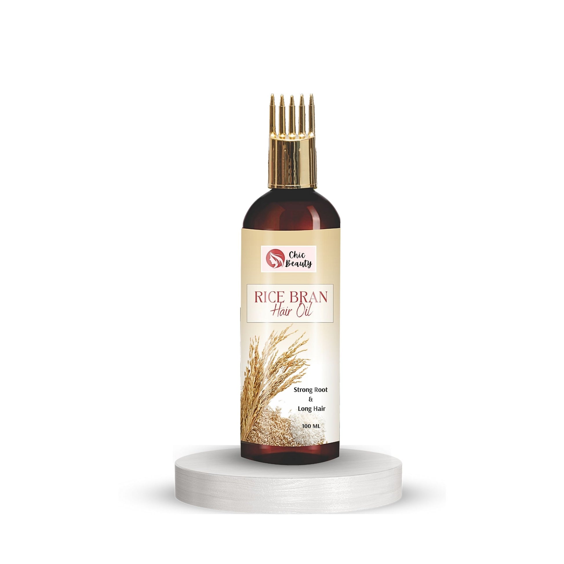 Chic Beauty Rice Bran Hair oil with comb applicator 100ML for Men and Women | Promotes Hair Growth & Reduces Hair Fall - Chic Beauty