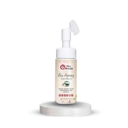 Chic Beauty Rice Foaming Face Wash with Built-in Silicone Brush 150ml Rich in Antioxidants, Vitamins, and Minerals for Nourish and Brighten Skin. - Chic Beauty