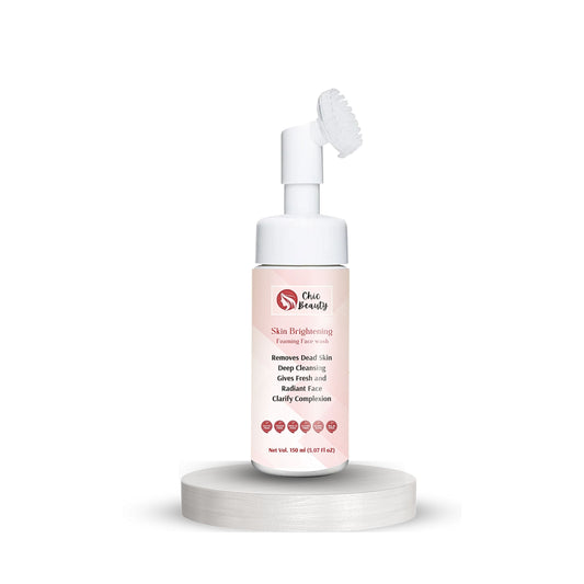 Chic Beauty Skin Brightening Foaming Face Wash with Built-in Silicone Brush 150ml Skin Brightening, Oil Control, Anti-acne & Pimples. - Chic Beauty