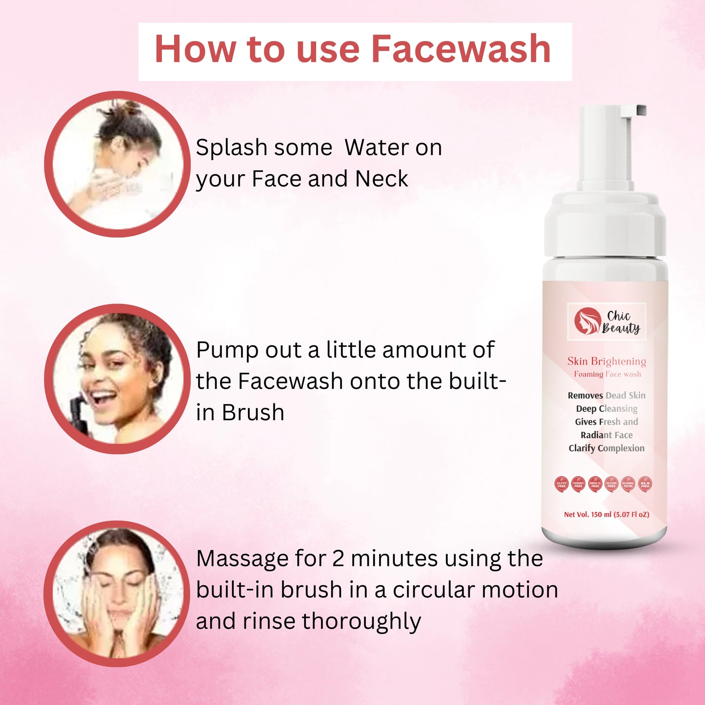 Chic Beauty Skin Brightening Foaming Face Wash 150ml Skin Brightening, Oil Control, Anti-acne & Pimples. - Chic Beauty