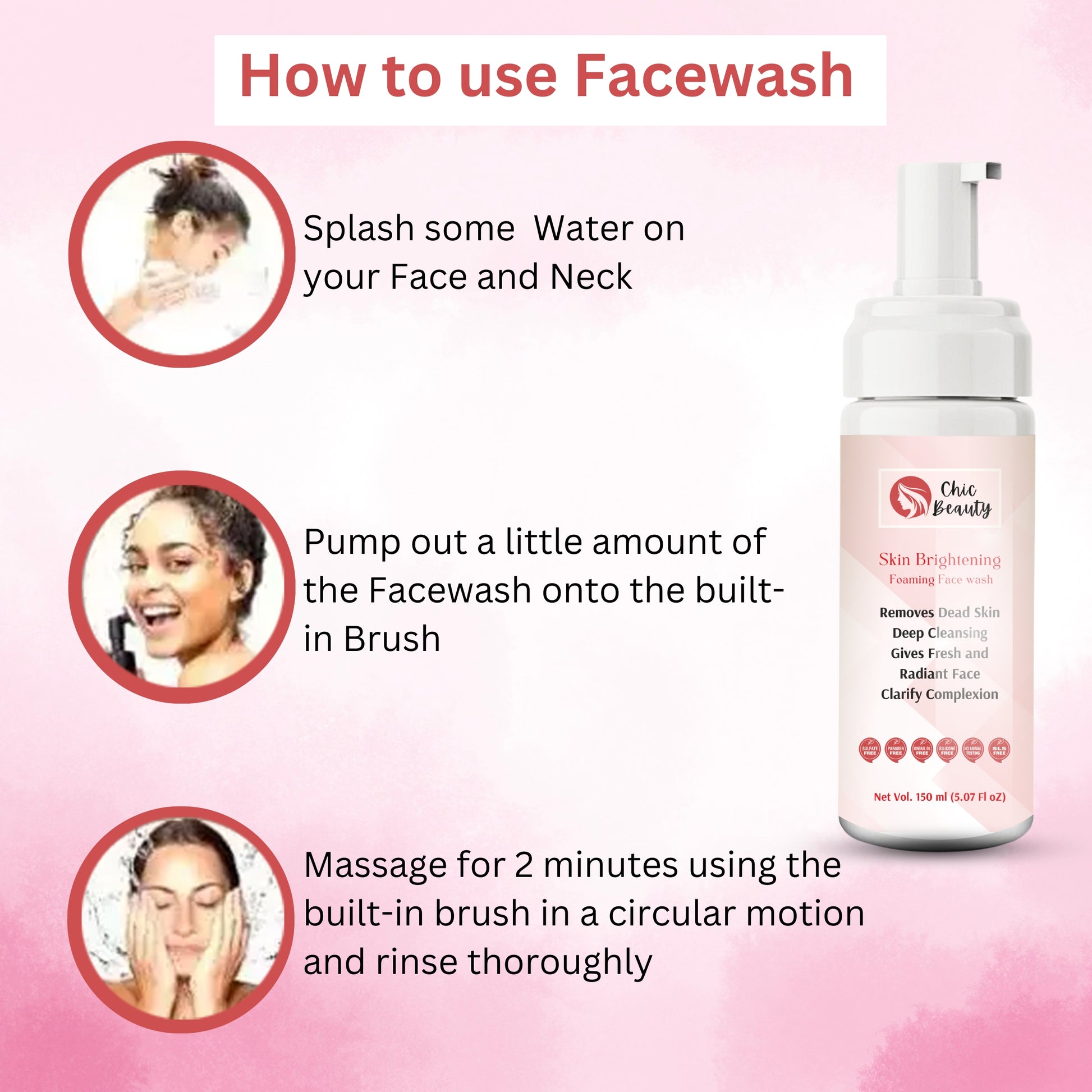Chic Beauty Skin Brightening Foaming Face Wash 150ml Skin Brightening, Oil Control, Anti-acne & Pimples. - Chic Beauty