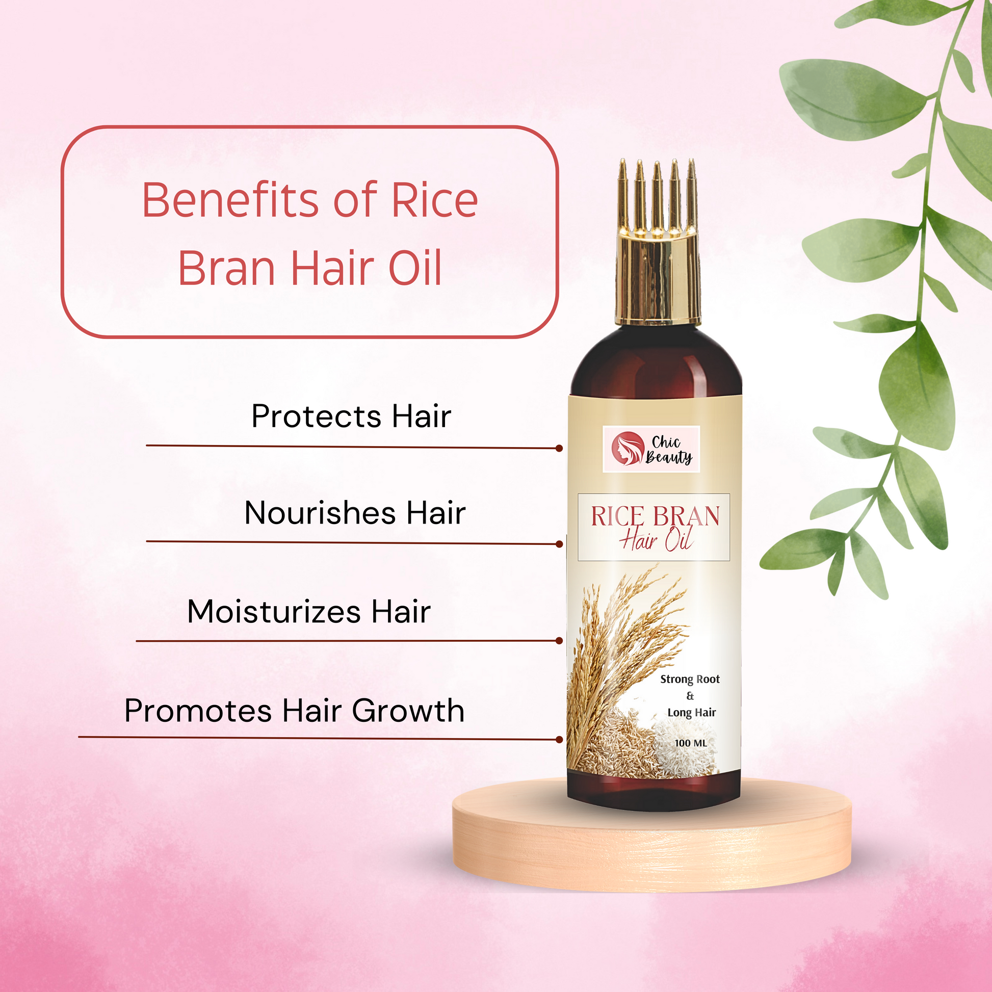 Chic Beauty  Rice Water Kit for Strong Root and Long Hair (Rice Bran Hair oil 100ML + Rice Foaming Face Wash with Built-in Silicone Brush 150ml + Rice Water Shampoo 300ml + Rice Water Conditioner 300ml + Hair Growth Serum 30ML) - Chic Beauty